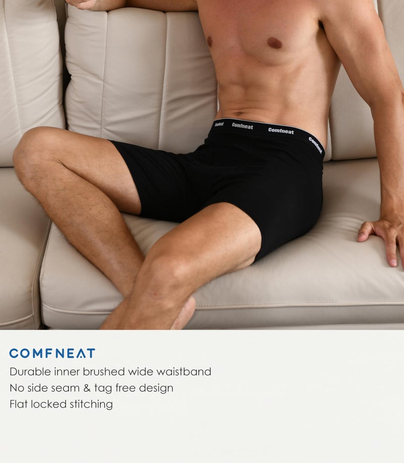 Comfneat Men's 6-Pack Boxer Briefs Soft Breatheable Underwear S-XXL Open Fly (Black+Grey Melange Pack-6, L) - Image 5